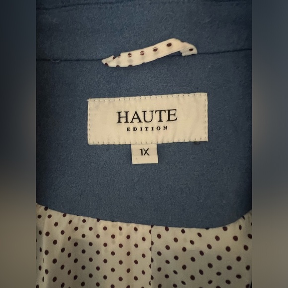 Haute Edition - cloudy sky blue elegant wool blend coat - Picture 8 of 11